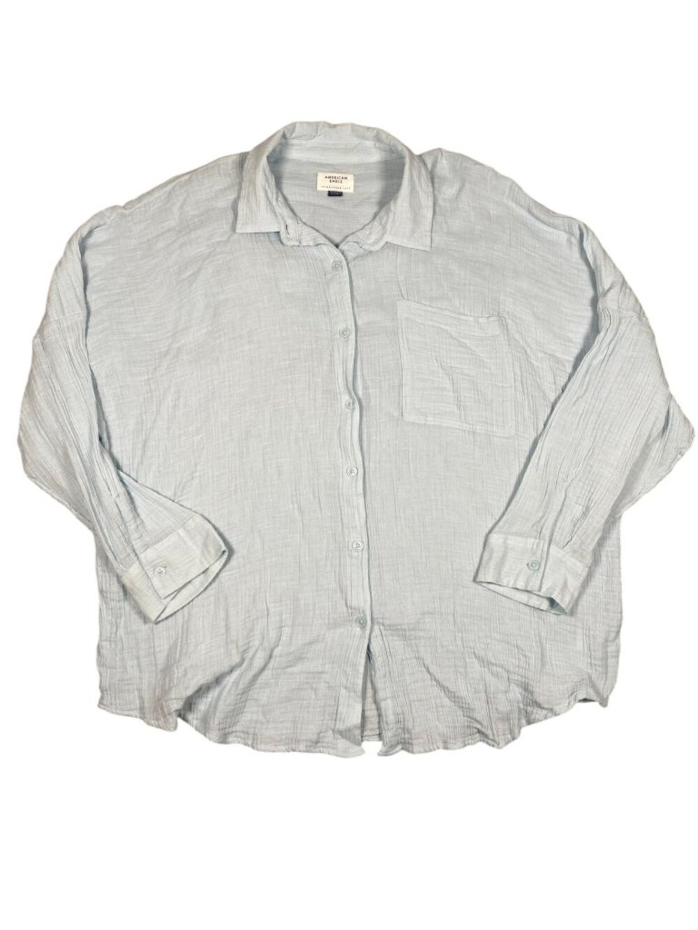 American Eagle Womens Light Blue Cotton Button-Up Long Sleeve Shirt Size XL - Picture 2 of 7